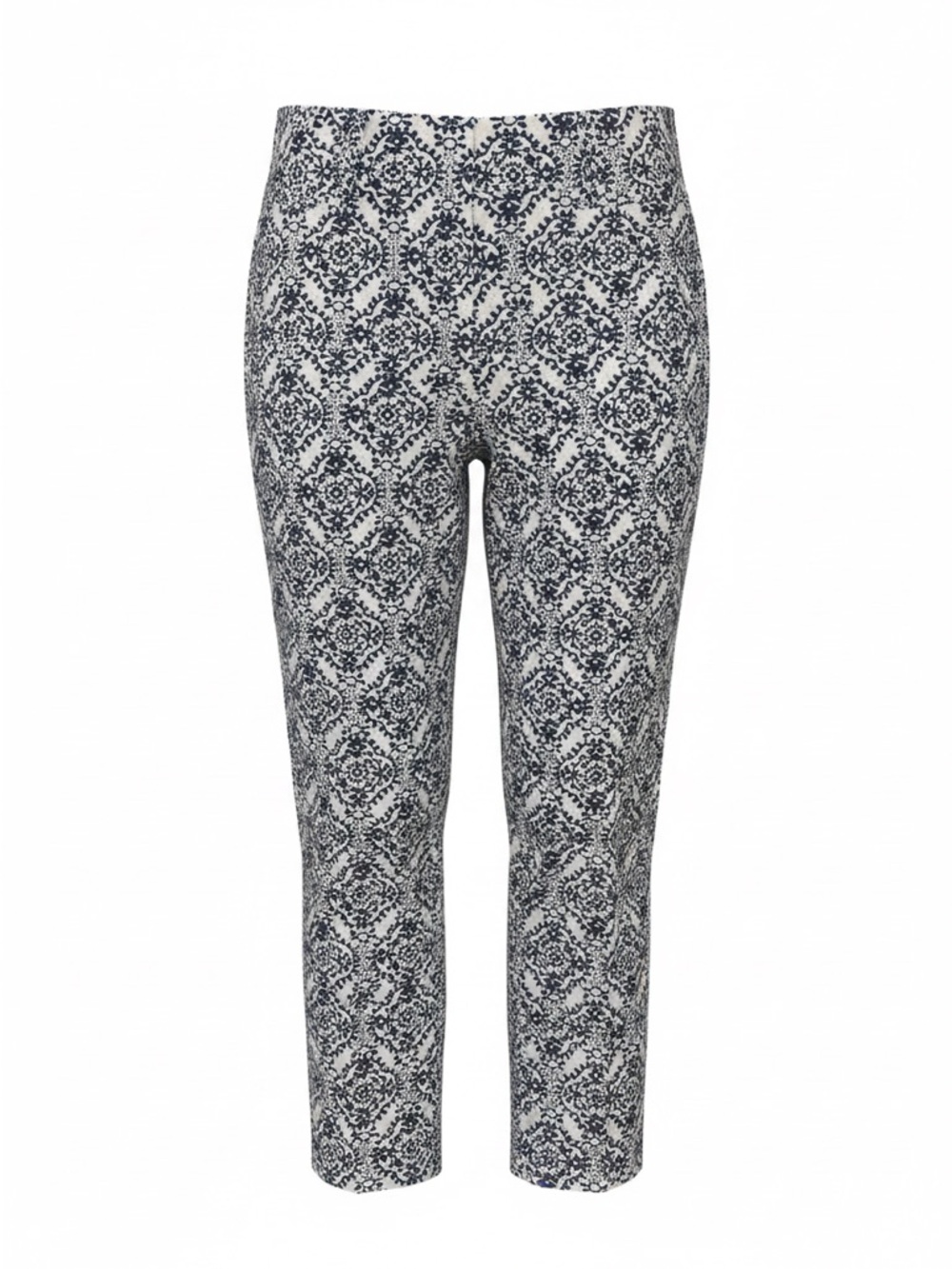 LOFT Navy & White Cropped Printed Slim Pants
